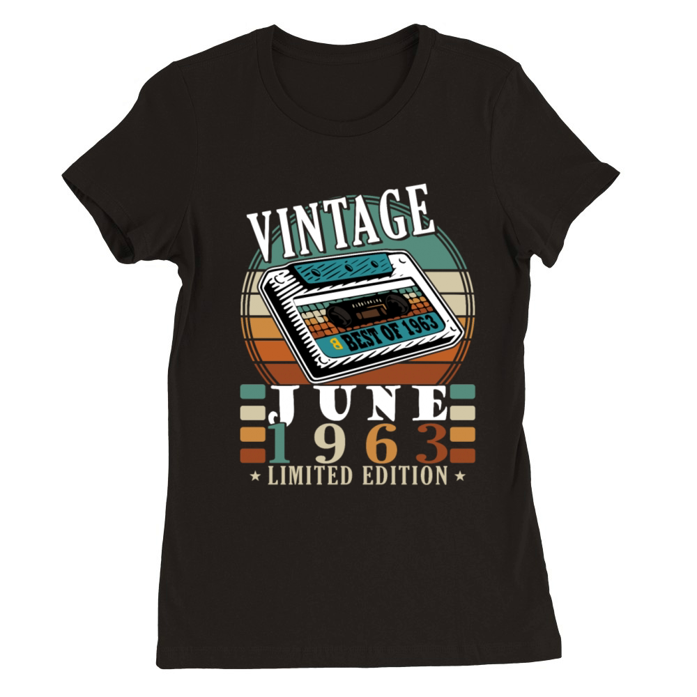 June 1963 vintage birthday gift 60 years Premium Womens Crewneck T-shirt