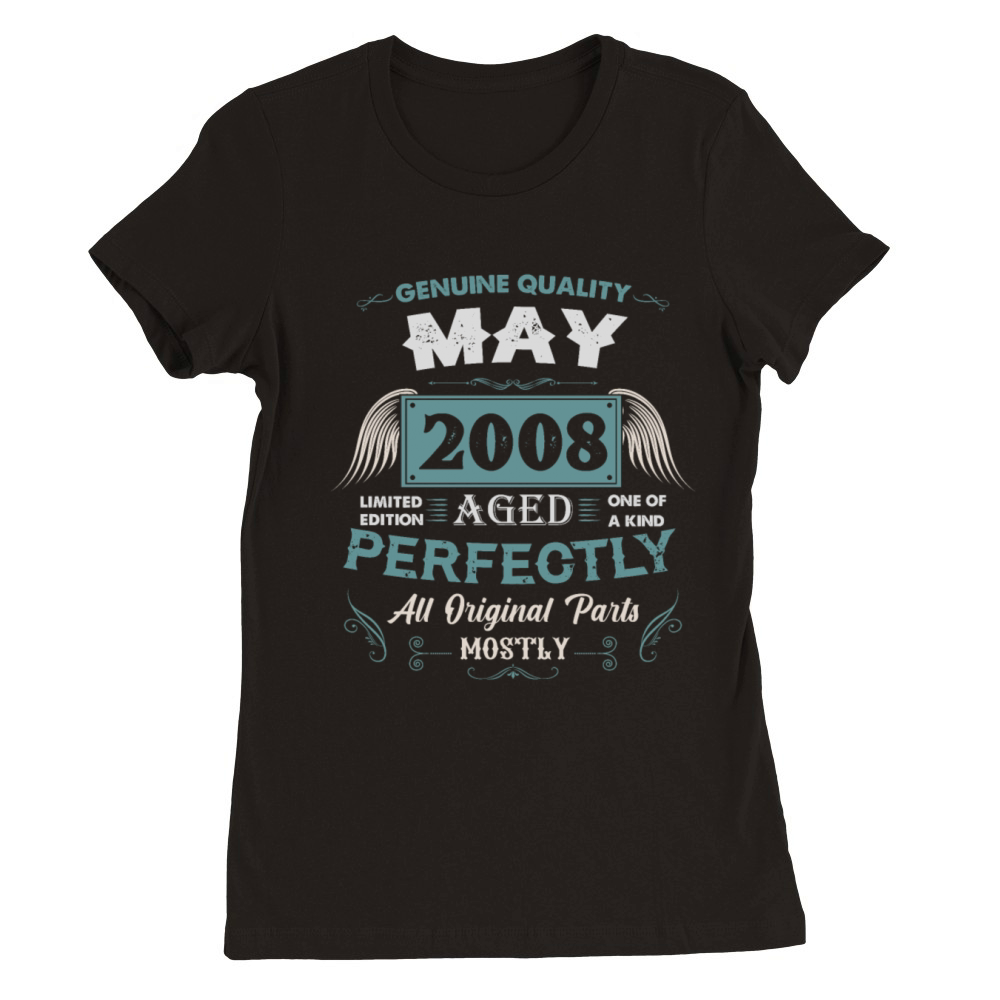 May 2008 Vintage Birthday Present Premium Womens Crewneck T-shirt