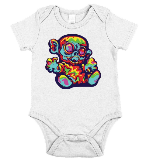 Horror Scary Bear Halloween Vampy Bear Short Sleeve Baby One-Piece