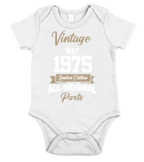 May 1975 Vintage Birthday Present Short Sleeve Baby One-Piece