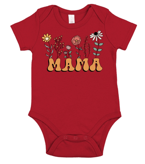 Unique Mothers day Mama Flowers Gift for Mom Short Sleeve Baby One-Piece