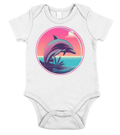 Vintage Dolphin Lovers Short Sleeve Baby One-Piece