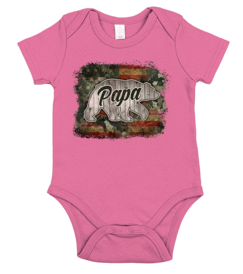 Vintage Papa Bear Fathers Day Short Sleeve Baby One-Piece