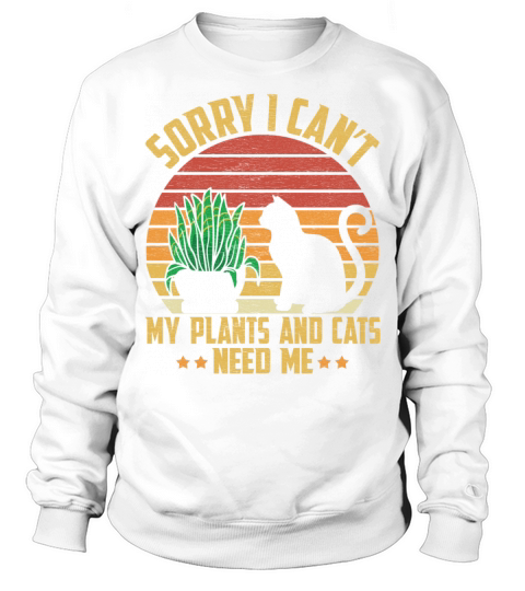 Plant and Cat Lover Gardening Gardener Sweatshirt Unisex