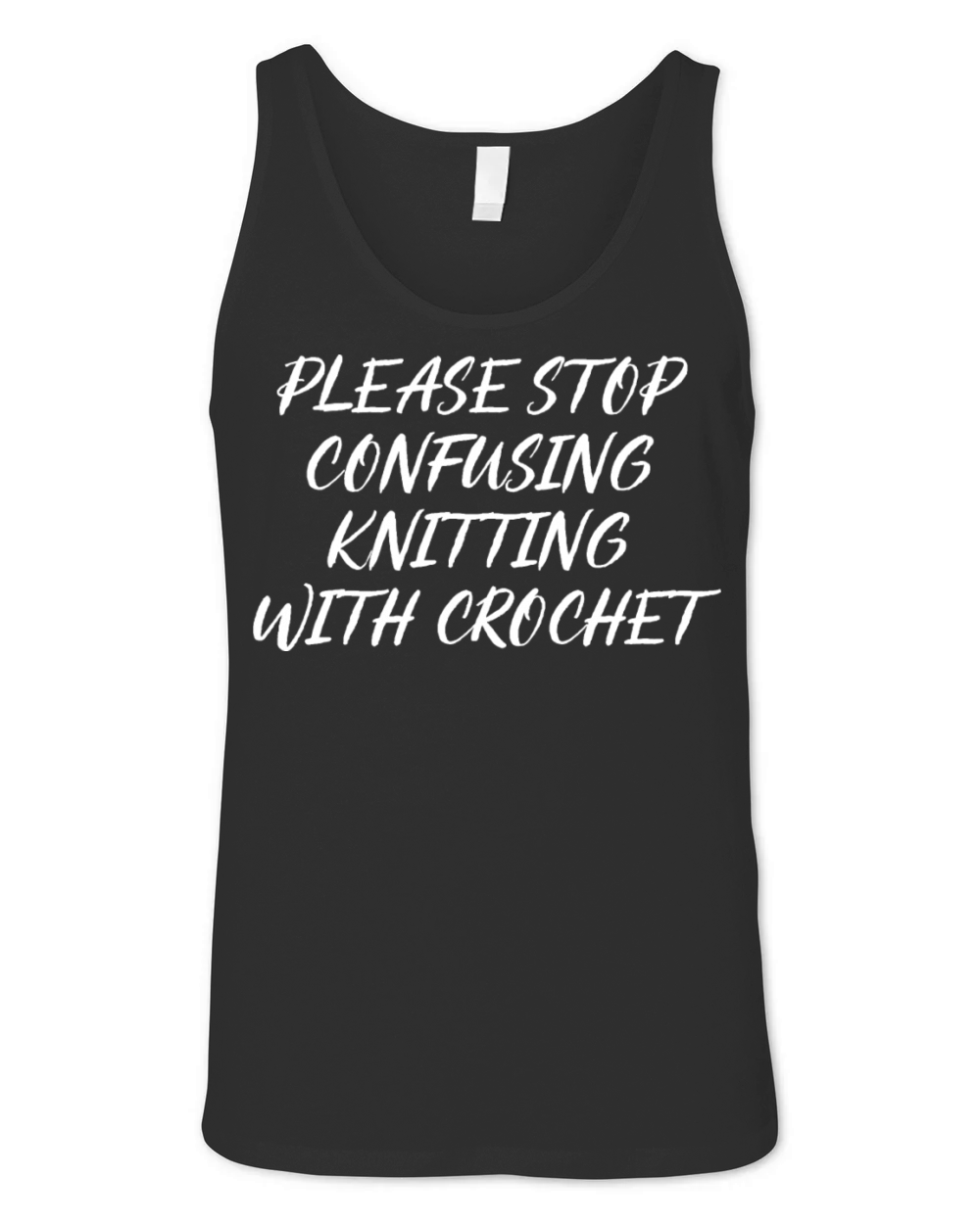 please stop confusing knitting with crochet Unisex Jersey Tank