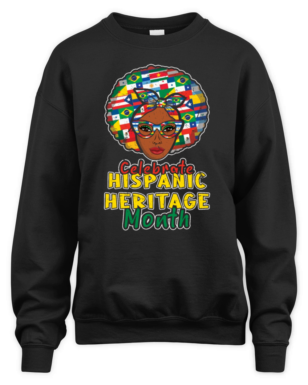 Afro Celebrate Hispanic National Hispanic Heritage Unisex Premium Crewneck Sweatshirt
