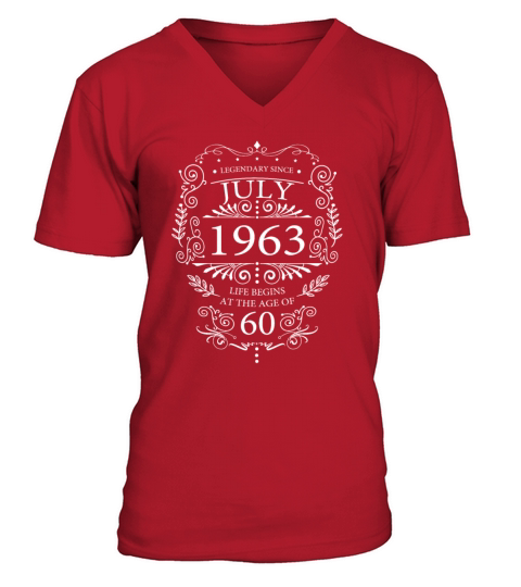 birthday Quotes 60th birthday july 1963 vintage V-Neck T-shirt