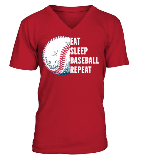 Eat Sleep Baseball Repeat Funny Vintage V-Neck T-shirt