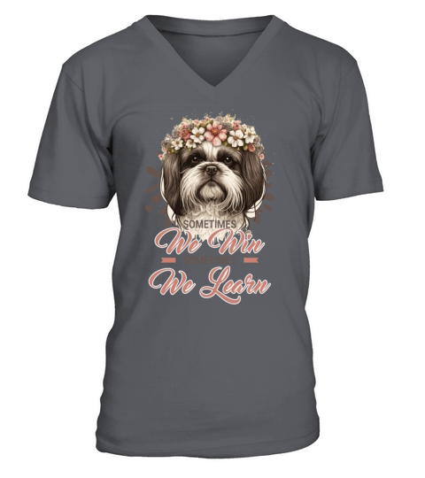 Flower Crown Shihtzu Dog Breed Positive Message An V-Neck T-shirt