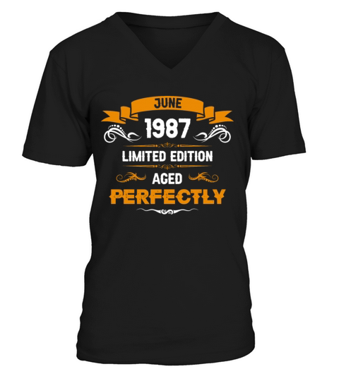 June 1987 Vintage Birthday Present V-Neck T-shirt