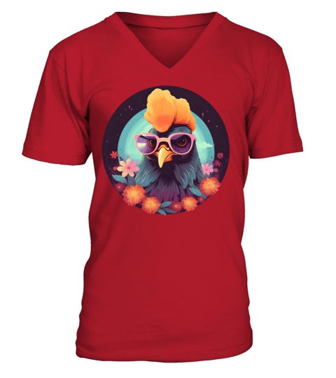 Retro Chicken Lovers Vintage V-Neck T-shirt