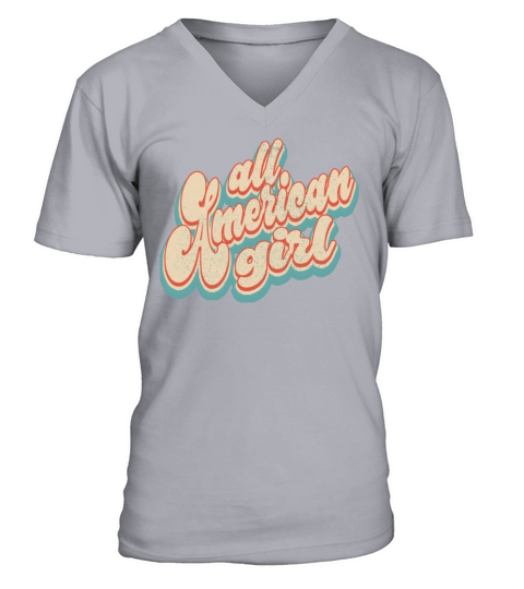 Vintage Classic All American Girl Patriotic 4th of V-Neck T-shirt