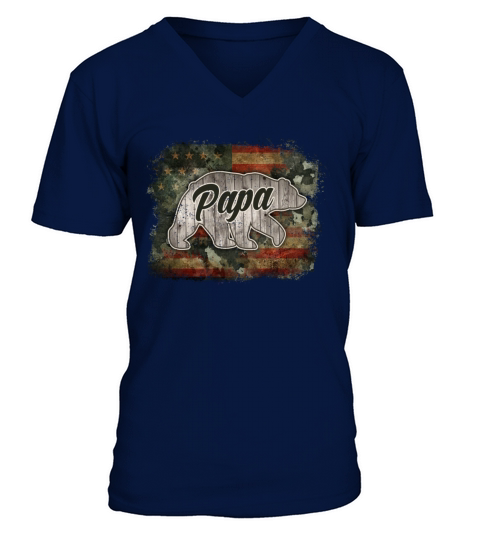 Vintage Papa Bear Fathers Day V-Neck T-shirt