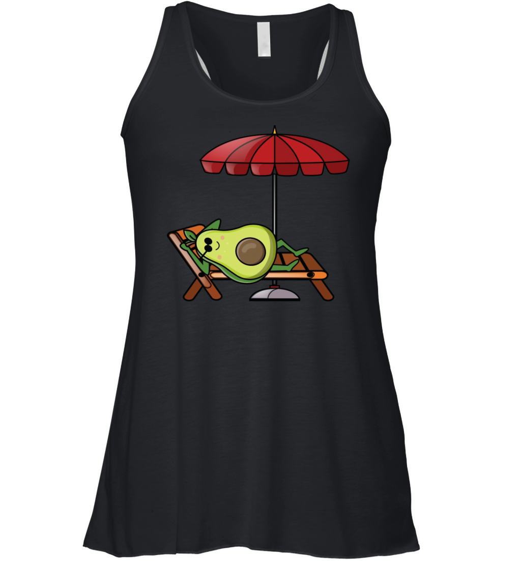 Funny Avocado Sleeping On The Beach Women's Flowy Tank Top