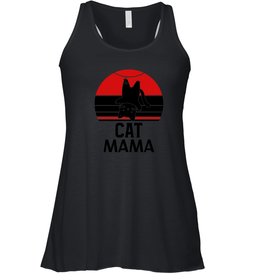 Retro Distressed Cat Mama Graphic Tee Vintage Women's Flowy Tank Top