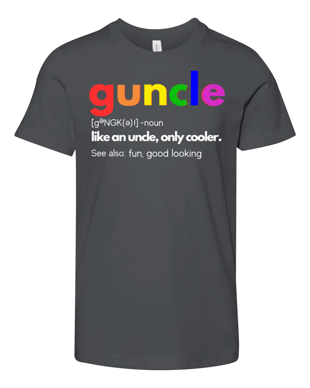 Gay Pride Guncle Definition Rainbow Flag Youth Unisex Jersey Tee