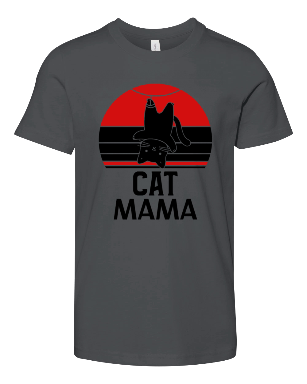 Retro Distressed Cat Mama Graphic Tee Vintage Youth Unisex Jersey Tee