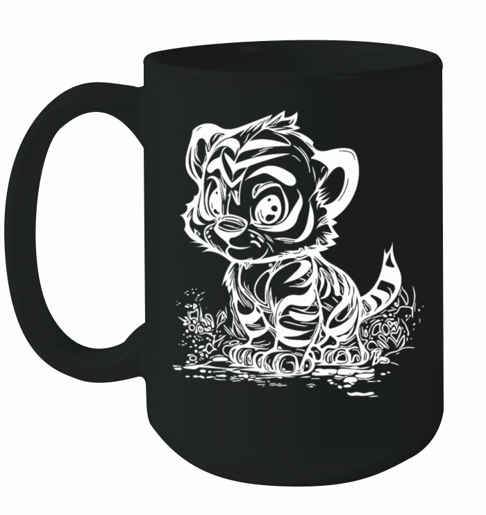 Cute Little Tiger With Cute Stripe Pattern Ceramic Mug
