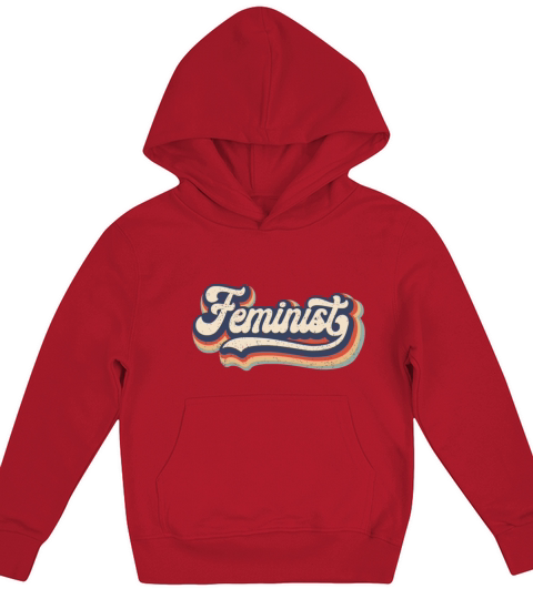 Feminist - Retro 70s Vintage Rainbow - Feminism Gi Kids Hoodie