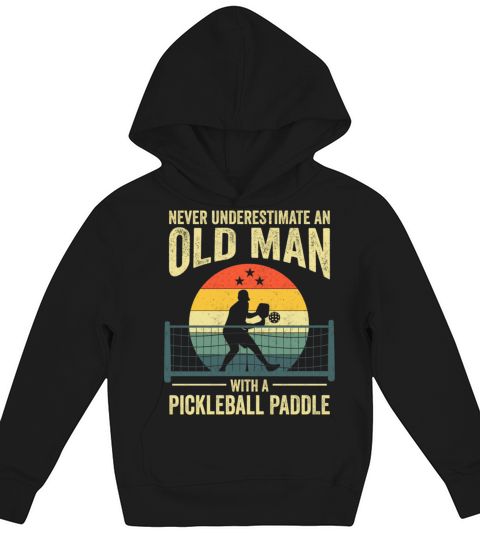 Pickleball Vintage Design For Grandpa Pickleball Kids Hoodie