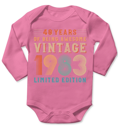 40 years of being awesome vintage 1983 limited edi Long Sleeve Baby One-Piece