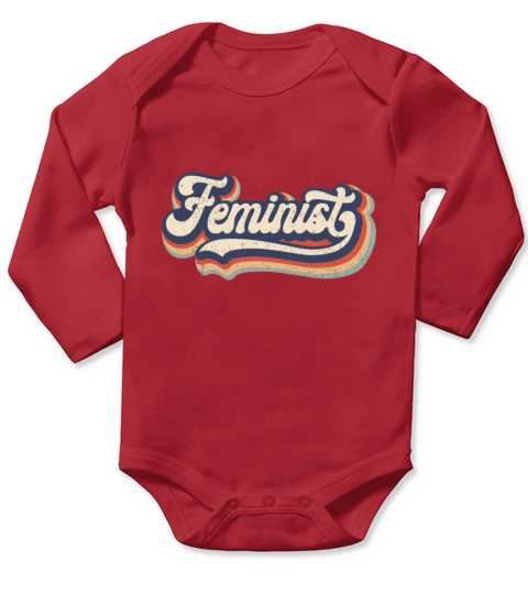 Feminist - Retro 70s Vintage Rainbow - Feminism Gi Long Sleeve Baby One-Piece