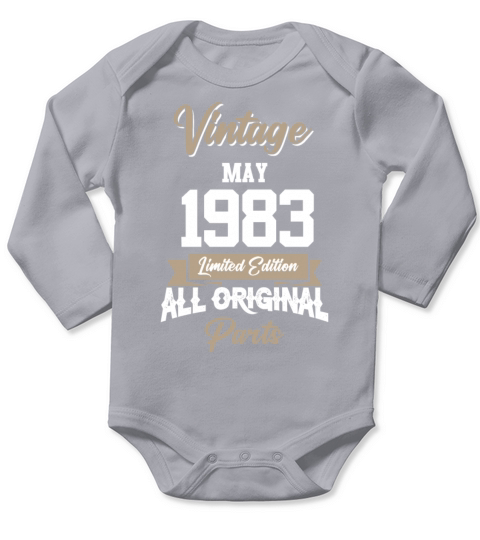 May 1983 Vintage Birthday Present Long Sleeve Baby One-Piece