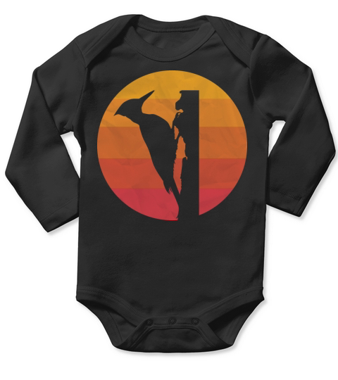 Vintage Retro Woodpecker Long Sleeve Baby One-Piece