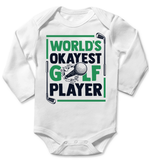 Worlds Okayest Golf Player Golfer Golfing Legend Long Sleeve Baby One-Piece