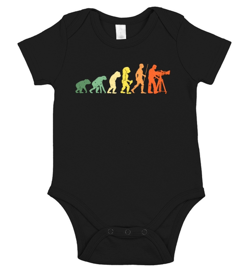 Camera Operator Evolution Retro Video Producer Short Sleeve Baby One-Piece