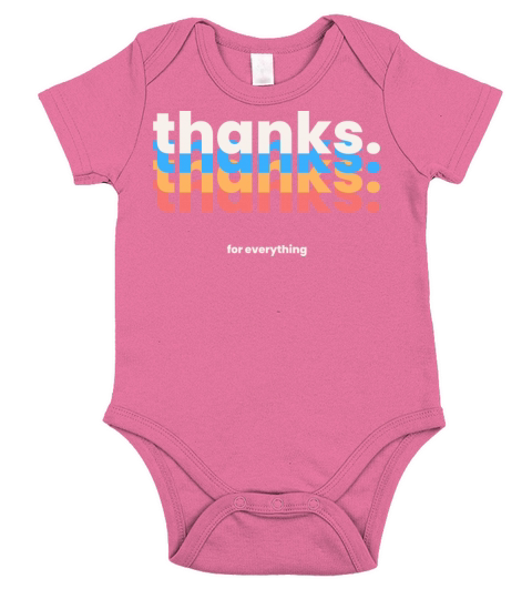 Colorful Thanks Typography Short Sleeve Baby One-Piece