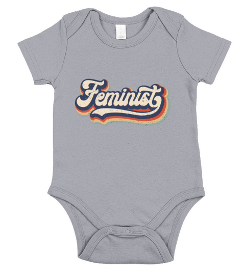 Feminist - Retro 70s Vintage Rainbow - Feminism Gi Short Sleeve Baby One-Piece