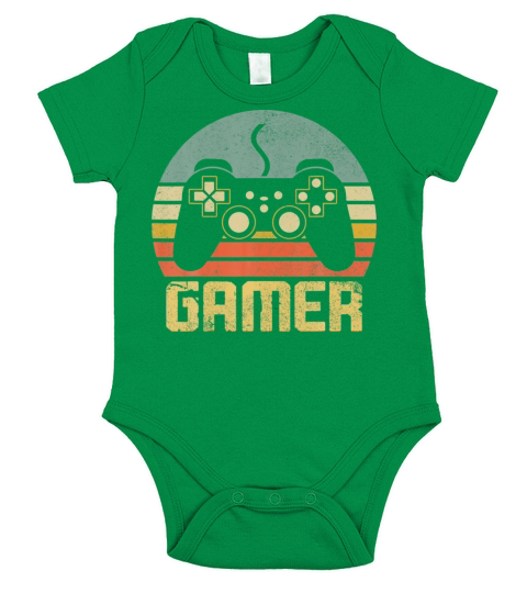 Vintage Retro Gamer Video Game Player Short Sleeve Baby One-Piece