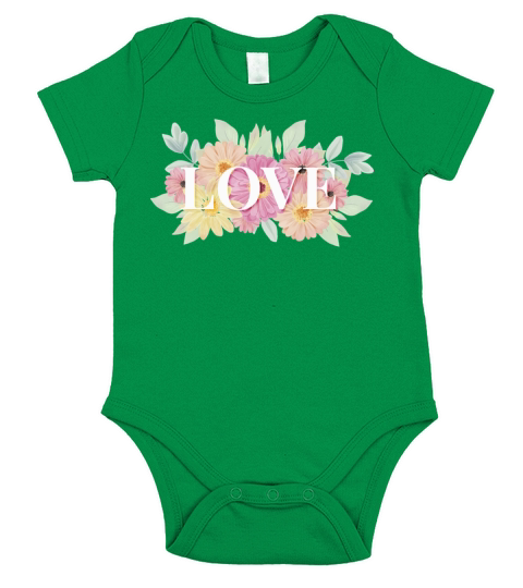 Watercolor Flowers Background Love Quote Lettering Short Sleeve Baby One-Piece
