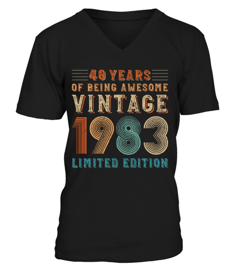 40 years of being awesome vintage 1983 limited edi V-Neck T-shirt