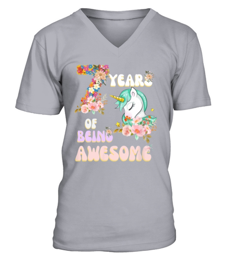 7 YEARS OF BEING AWESOMe V-Neck T-shirt