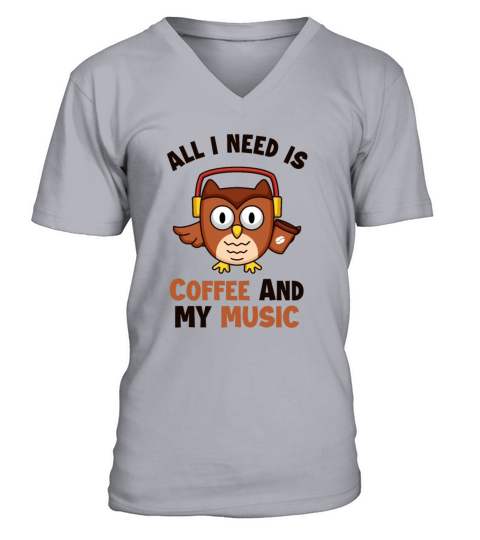 Coffee and my Music Queen Latte Art Barista Coffee V-Neck T-shirt