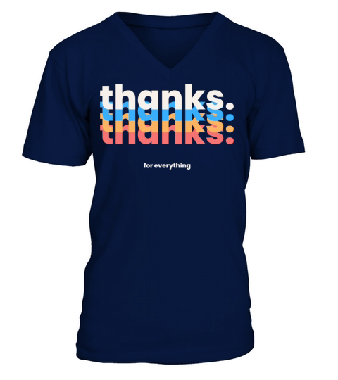 Colorful Thanks Typography V-Neck T-shirt