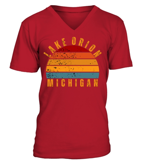 Lake Orion Michigan Vintage Retro V-Neck T-shirt
