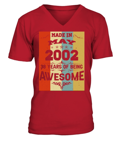 May 2002 Vintage Birthday Present V-Neck T-shirt