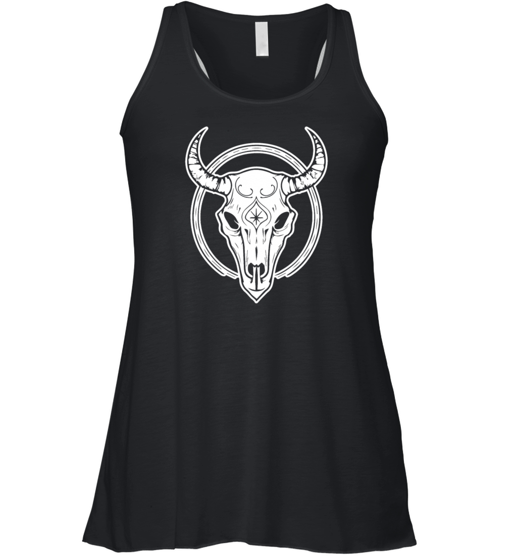 Cow Skull Boho Women's Flowy Tank Top