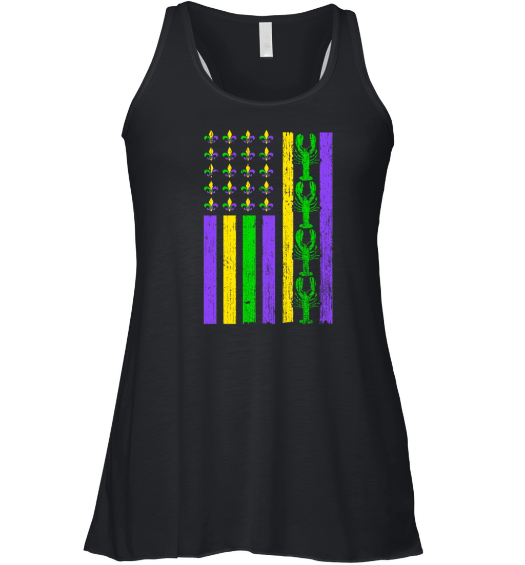 Vintage Mardi Gras Crawfish Flag For Mardi Gras Women's Flowy Tank Top