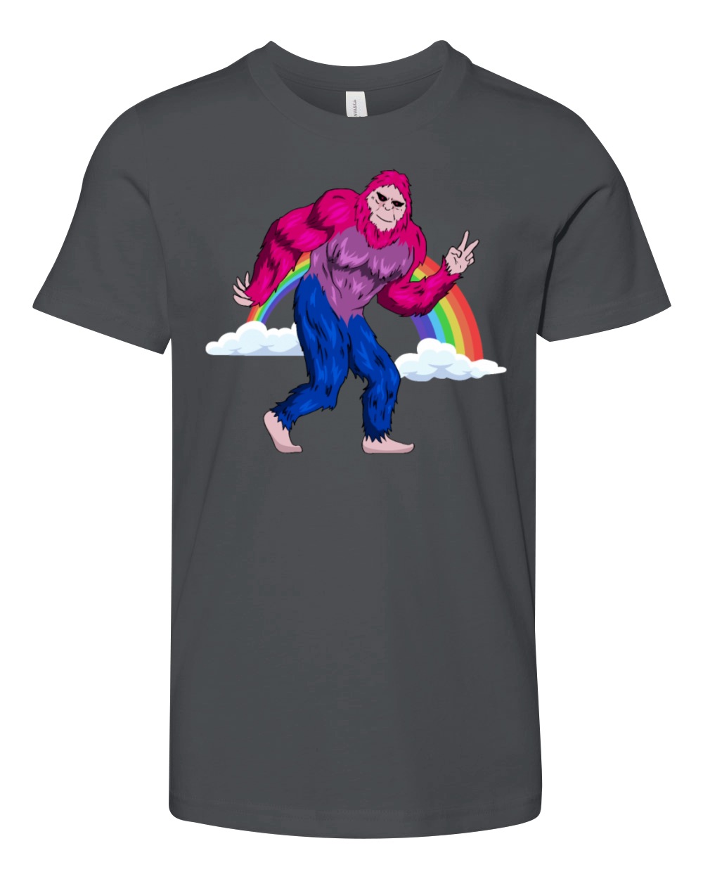 Bi Pride Bisexual Flag Bigfoot Subtle LGBTQ Youth Unisex Jersey Tee