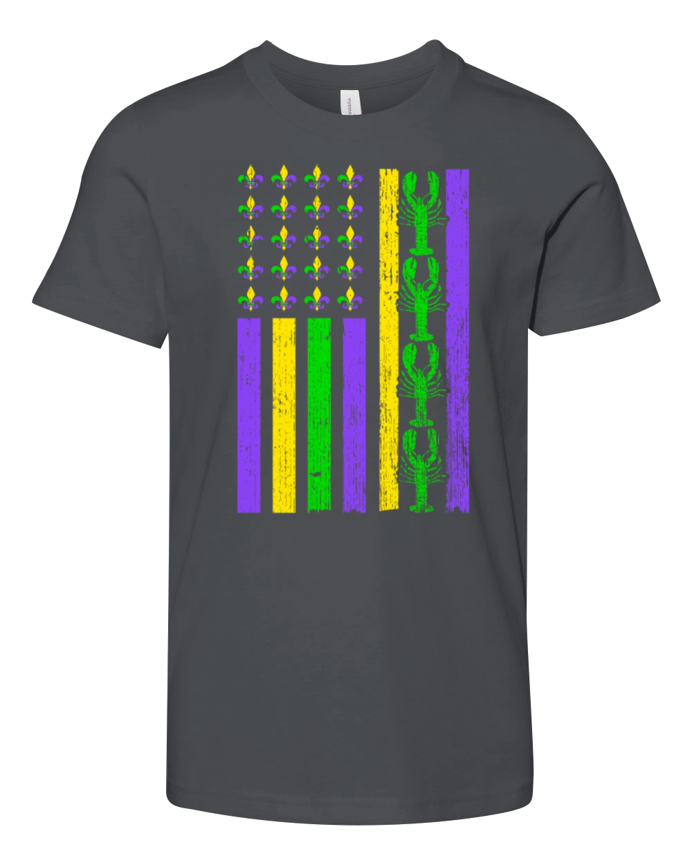 Vintage Mardi Gras Crawfish Flag For Mardi Gras Youth Unisex Jersey Tee