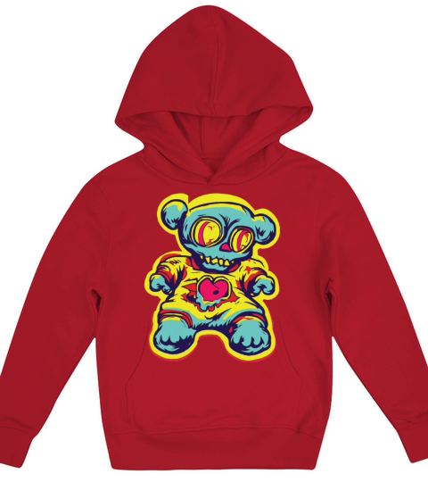 Horror Scary Bear Halloween Nosferatu Bear Kids Hoodie