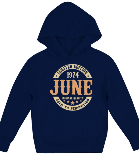 June 1974 Vintage Birthday Present Kids Hoodie