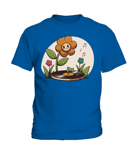 Vinyl Record Player Flower Lover Record Collector Kids T-Shirt