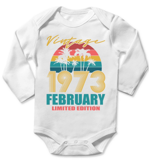 50th birthday february 1973 vintage 1973 Long Sleeve Baby One-Piece