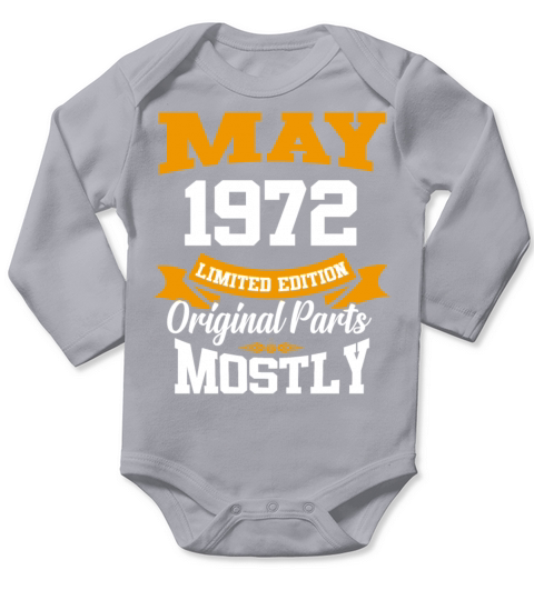 May 1972 Vintage Birthday Present Long Sleeve Baby One-Piece
