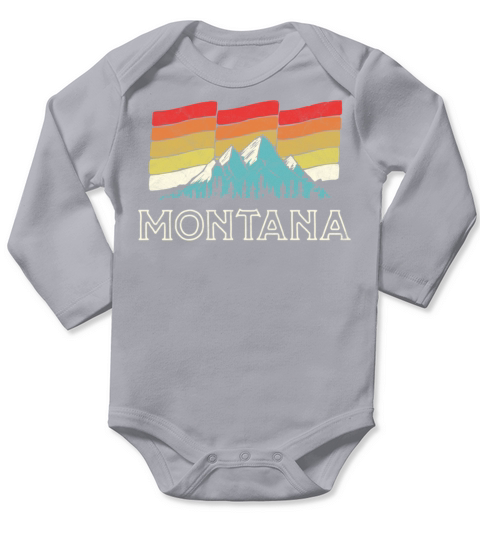 Retro Montana Mountains Vintage Long Sleeve Baby One-Piece